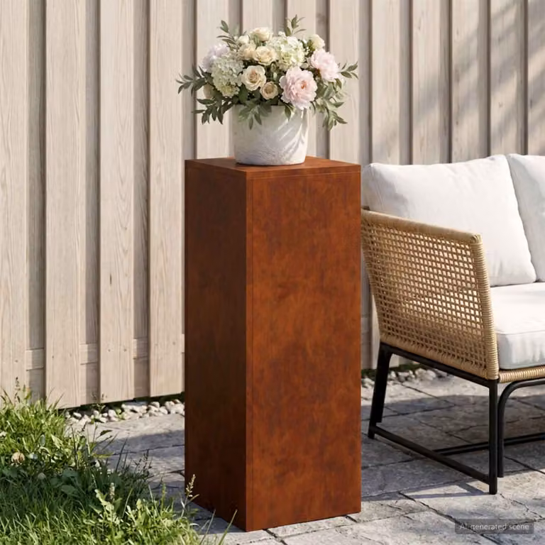 vidaXL Supporto per piante in acciaio Corten color marrone L/P/H: 30 x 30 x 80 cm