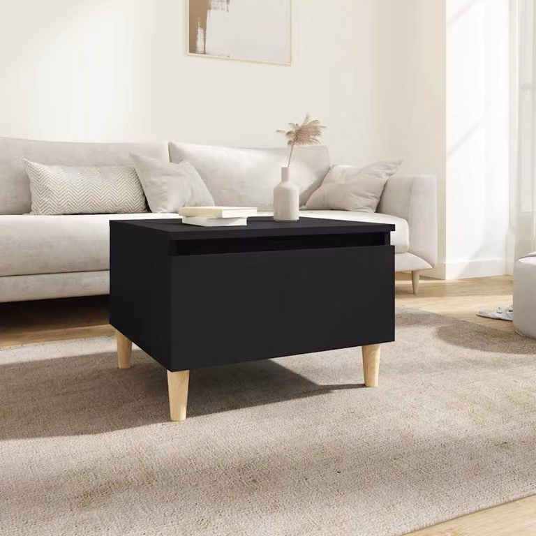 Tavolino da soggiorno vidaXL in legno nero stile scandinavo L: 50 cm, P: 46 cm, H: 35 cm