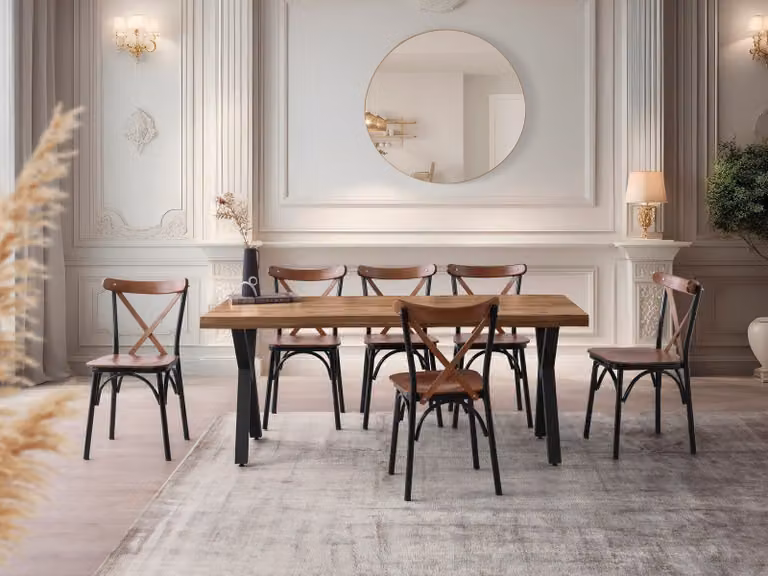 Skye Decor, Gala - 3022, noce, tavolo da pranzo, 180 x 79 x 80 cm, 100 % PANNELLI DI PARTICELLE RIVESTITI IN MELAMMINA