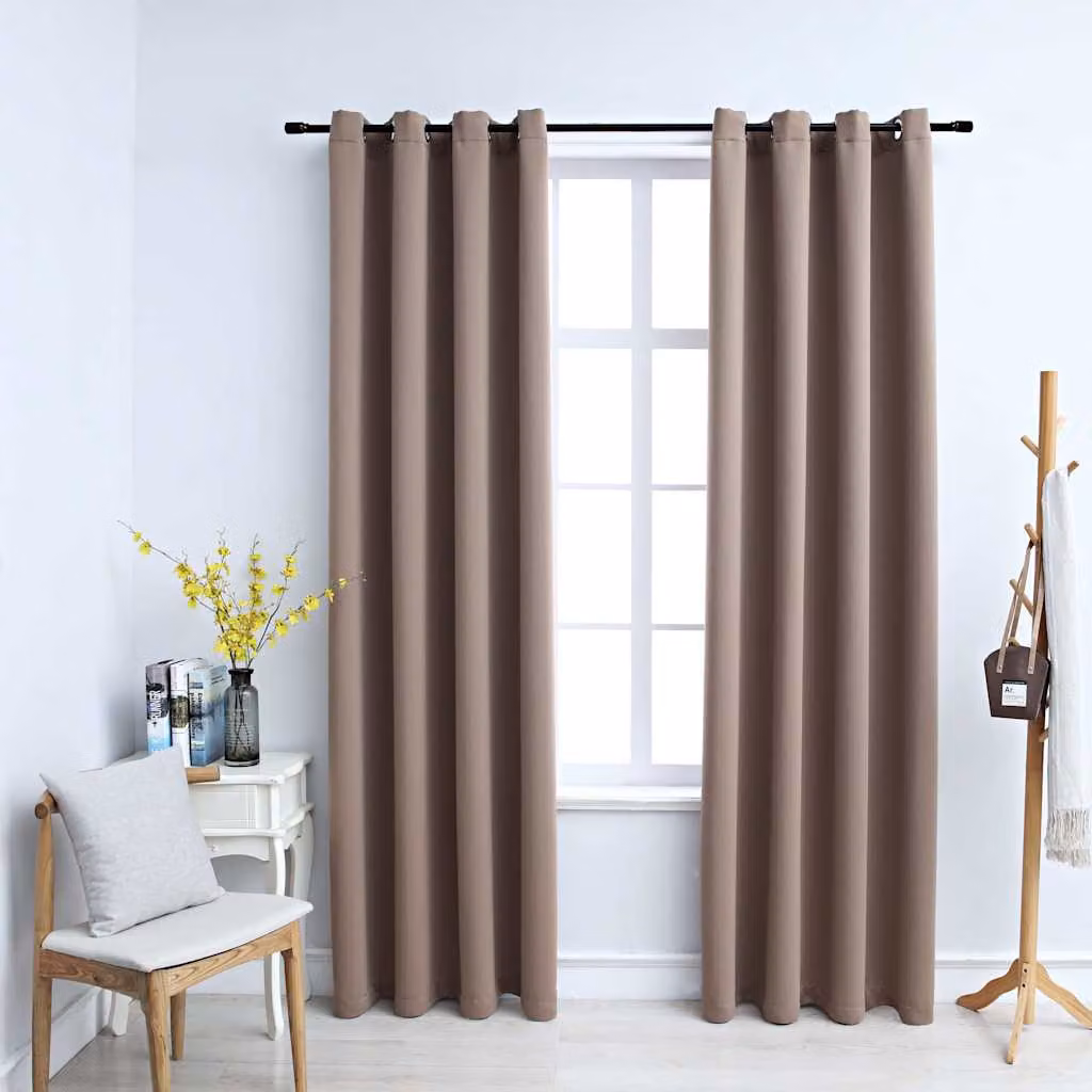Set di 2 tende oscuranti vidaXL con anelli in metallo, colore grigio talpa, L 140 cm x H 225 cm