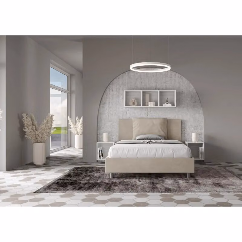 Letto imbottito Antea Ityhome in microfibra beige con rete, L: 145 cm, P: 202 cm, H: 110 cm – 2
