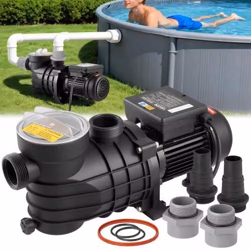 Pompa di filtrazione VEVOR per piscina fuori terra, 180W, 10800 L/h, velocità singola, colore nero