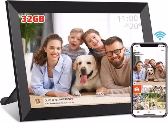 Display digitale per foto 10 pollici Wi-Fi con 16 GB di memoria - Condividi foto e video tramite l'app Frameo