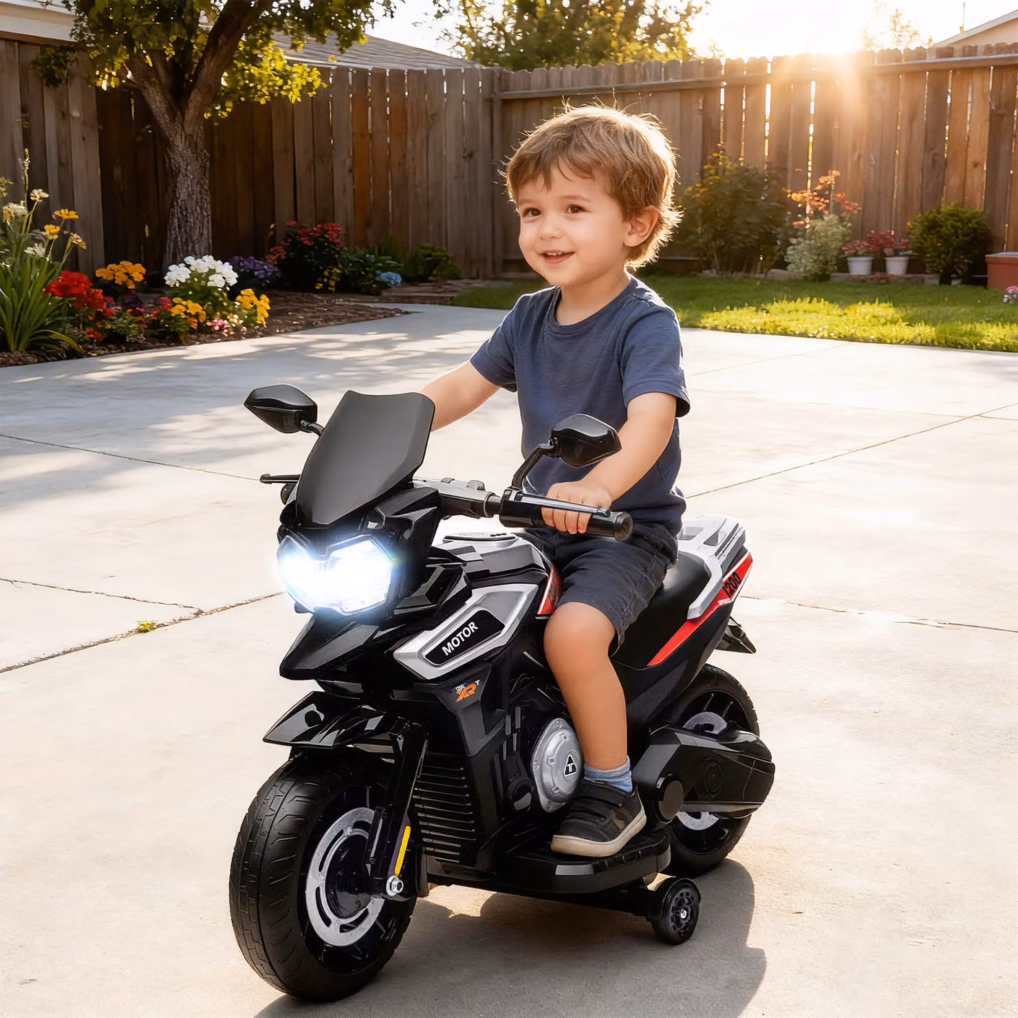 Moto Elettrica AIYAPLAY per Bambini 18-36 Mesi con Luci e Musica, Nero – 2