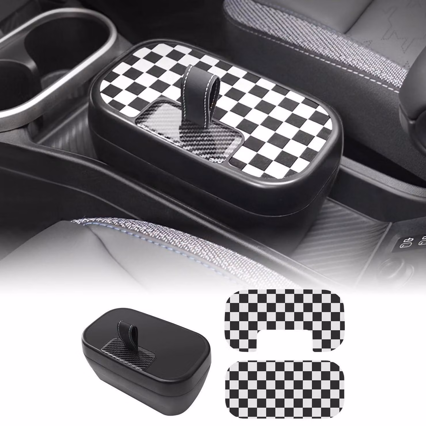 Contenitore portaoggetti per la console centrale per Mini Cooper S F65 F66, modelli 2024 e 2025, cambio automatico, colore nero e bianco
