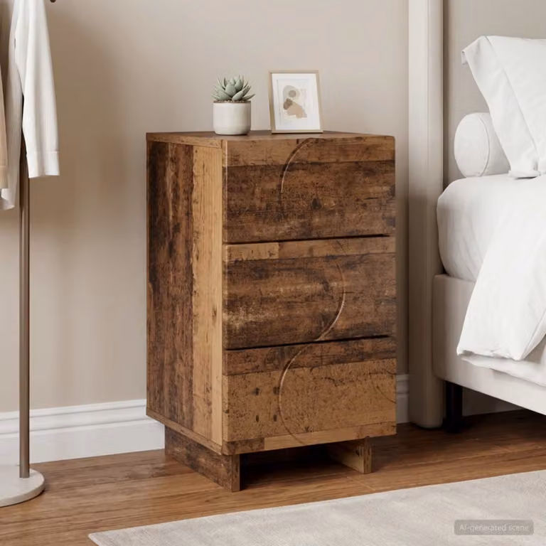 Comodino moderno vidaXL in legno composito color marrone, L 33,5 x P 34,5 x H 60 cm