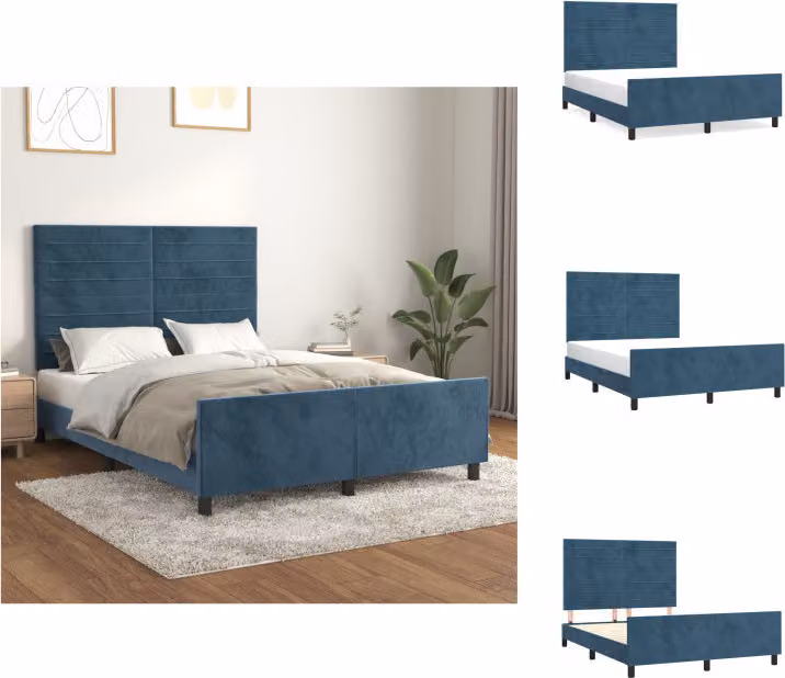 vidaXL Letto con testiera in velluto blu scuro 140x200 cm - Letti & Reti