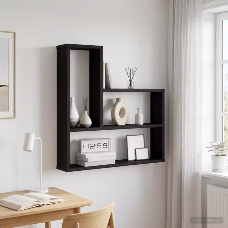 Scaffale da parete vidaXL Nero con finitura opaca L 60 cm x P 11 cm x H 60 cm