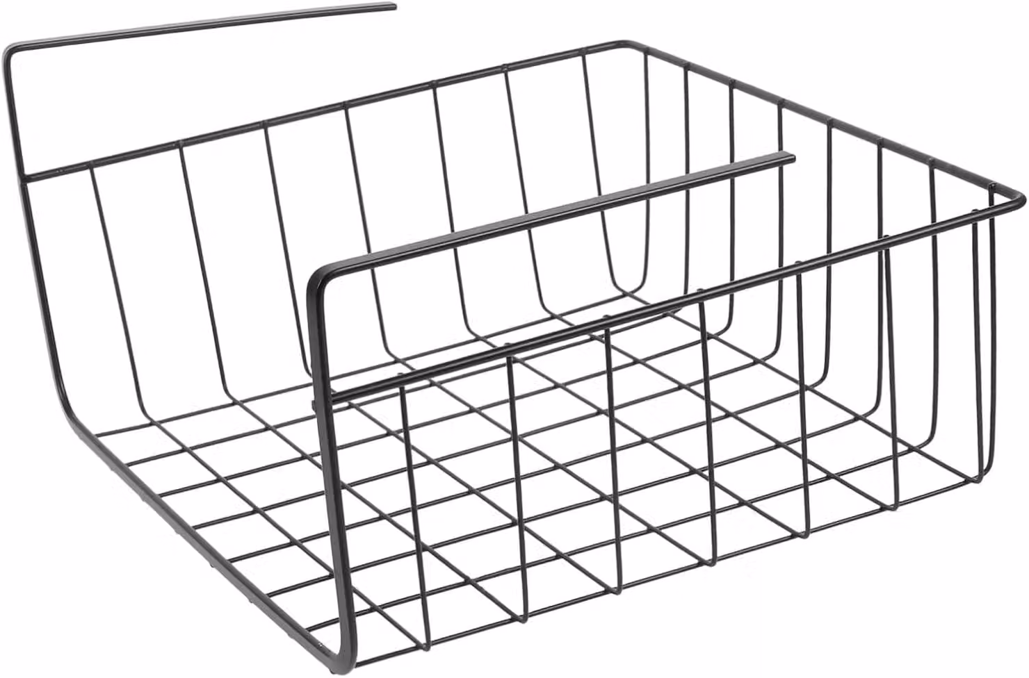 Cesto sottoregalo - Cesto sospeso per scaffali - Organizzatore per scaffali - Cesto per la cucina - Cesto salvaspazio - 37x26x11 cm - Nero