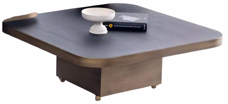 Moderner Wohnzimmer Couchtisch Designer Metallrahmen Holzplatte