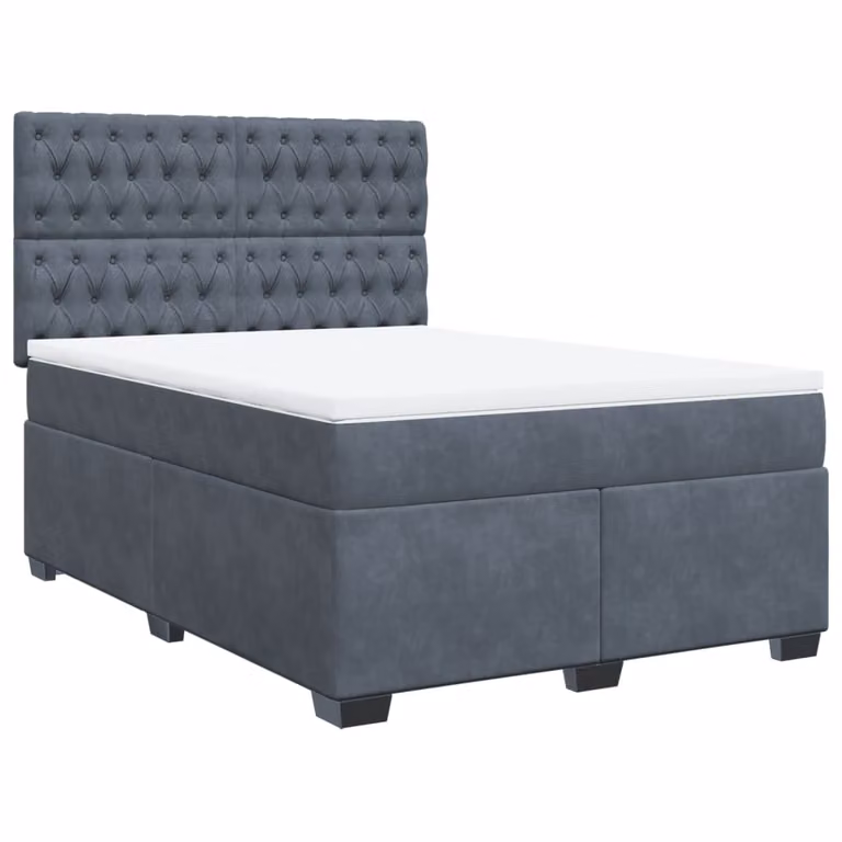 Giroletto a Molle con Materasso Grigio Scuro 140x200 cm Velluto