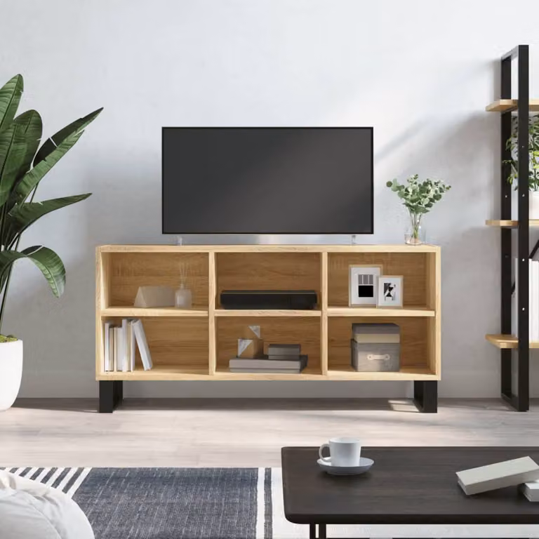 Mobile Porta TV vidaXL Rovere Sonoma Marrone con Ruote L: 103,5 cm, P: 30 cm, H: 50 cm
