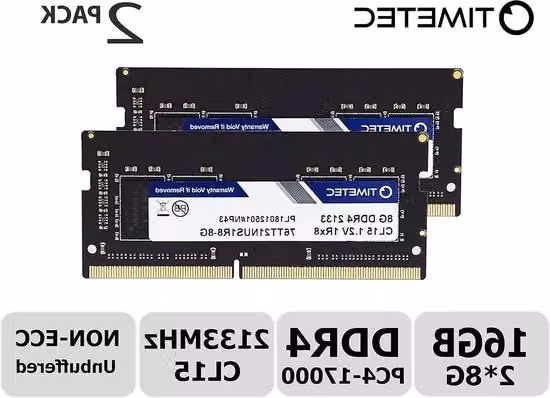 Kit di memoria RAM da 16GB (2x8GB) DDR4 2133 MHz PC4-17000 per Laptop e Notebook, Non-ECC Unbuffered 1.2V CL15 1Rx8 260 Pin SODIMM, Colore Nero