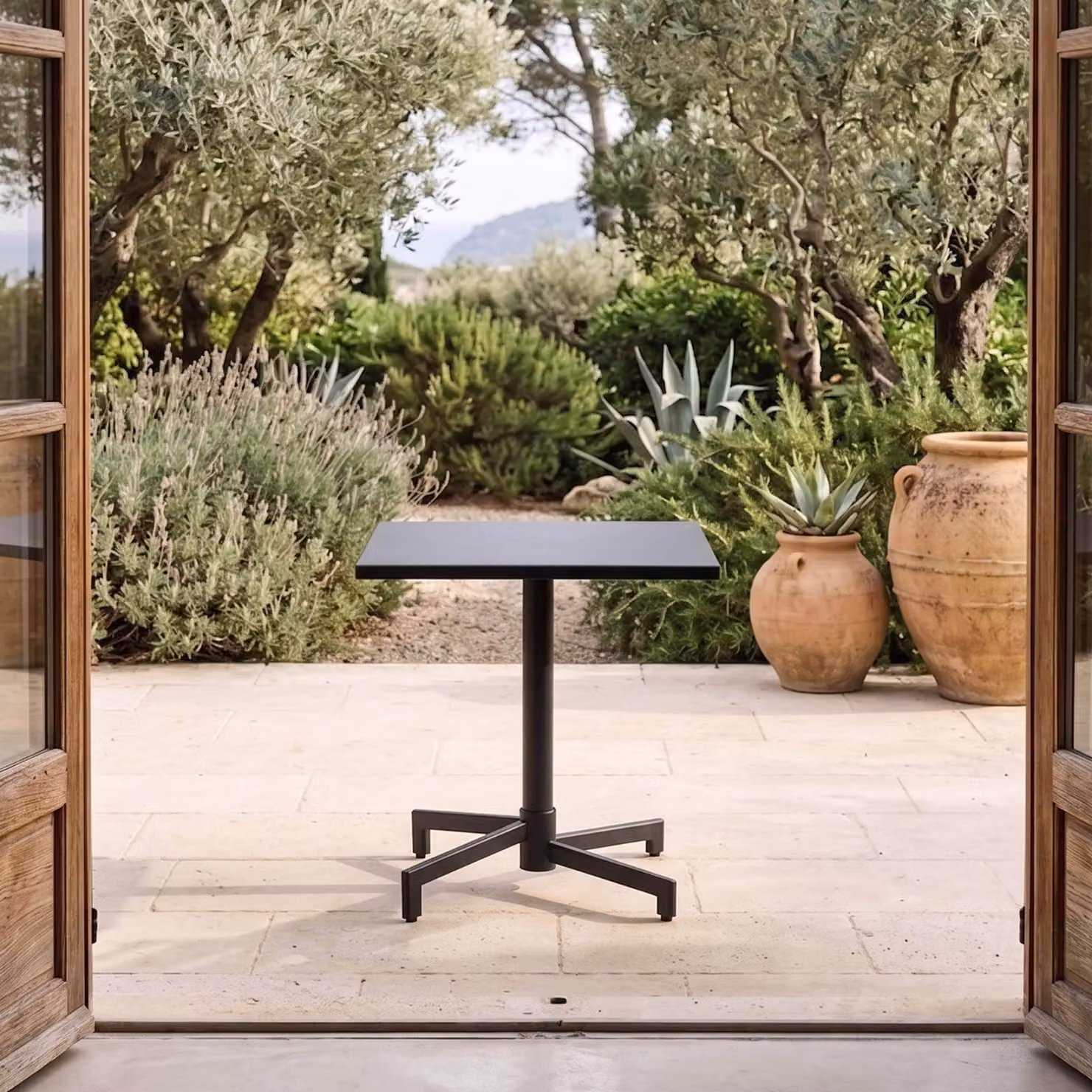Tavolo da giardino bistrot quadrato con piano pieghevole grigio - Oviala Palavas