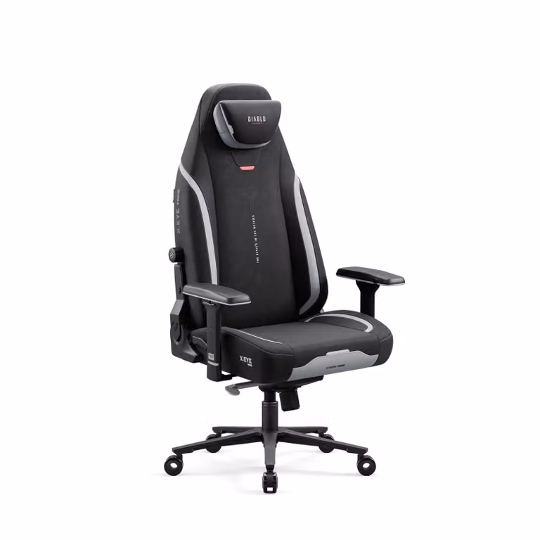 Diablo X.Eye Prime sedia da gioco con funzione di raffreddamento Sedia da ufficio Sedia da scrivania, carico massimo 140 kg, dimensioni normali, colore nero