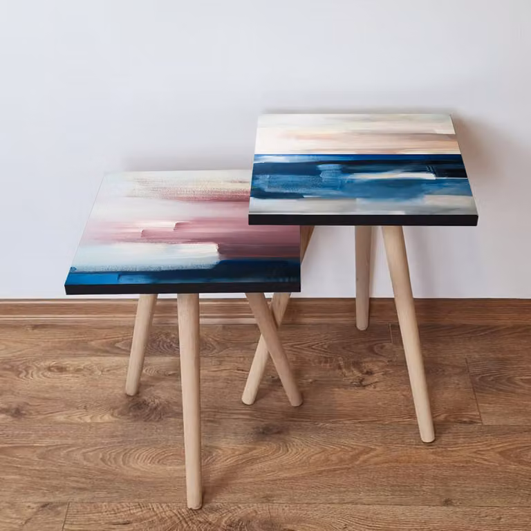 Skye Decor, 2Shp419 - Multicolor, tavolino (2 pezzi), multicolore, 100% MDF, 35 x 35 x 47 cm