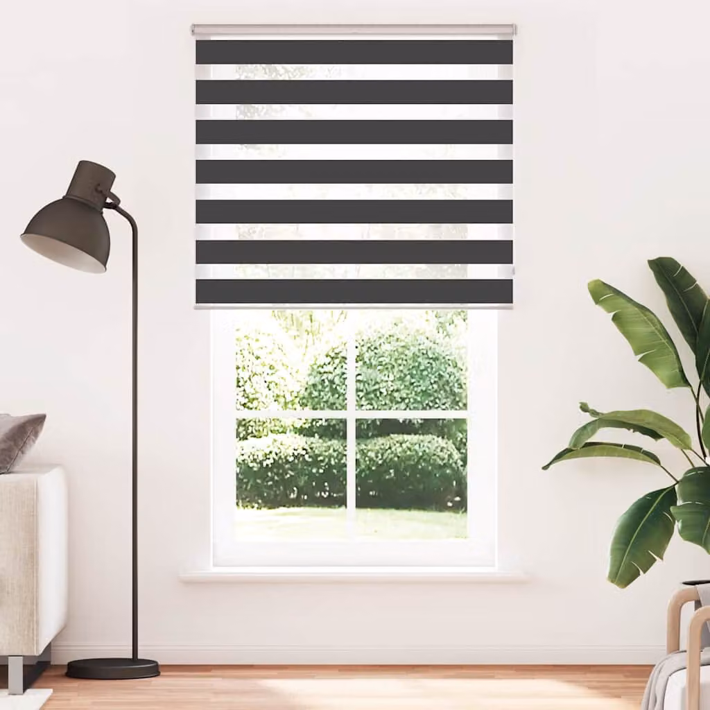 vidaXL Tenda a Rullo Zebra Nero Larghezza Tessuto 120,9 cm Poliestere