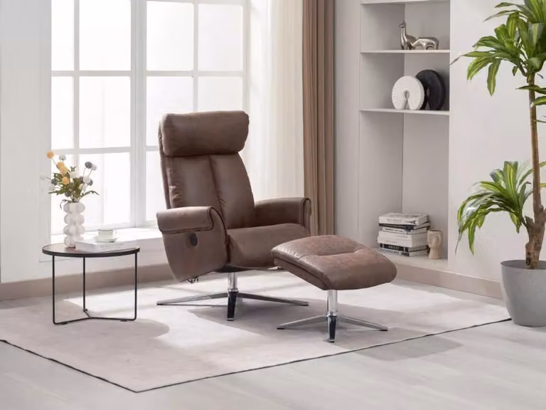 Poltrona relax elettrica con poggiapiedi, circa 106,5 x 71,5 x 88 cm - Marrone