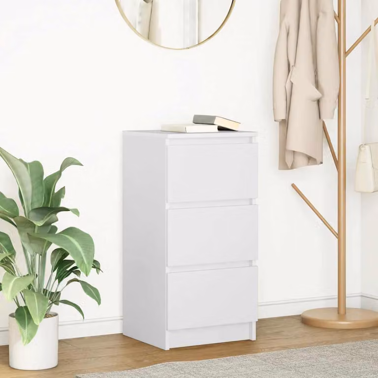 Credenza bianca vidaXL in legno e MDF con design minimalista, L 37,5 cm x P 35 cm x H 76 cm