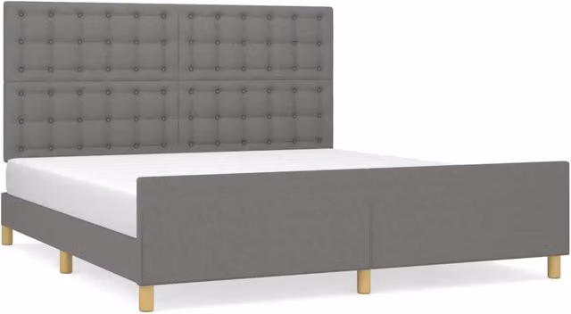 Letto matrimoniale | Letto per adulti | Giroletto senza Materasso Grigio Scuro 160x200 cm Tessuto