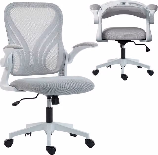 Sedia da ufficio ergonomica Minimal Grigia con braccioli L/P/H: 73 x 62 x 101-111 cm