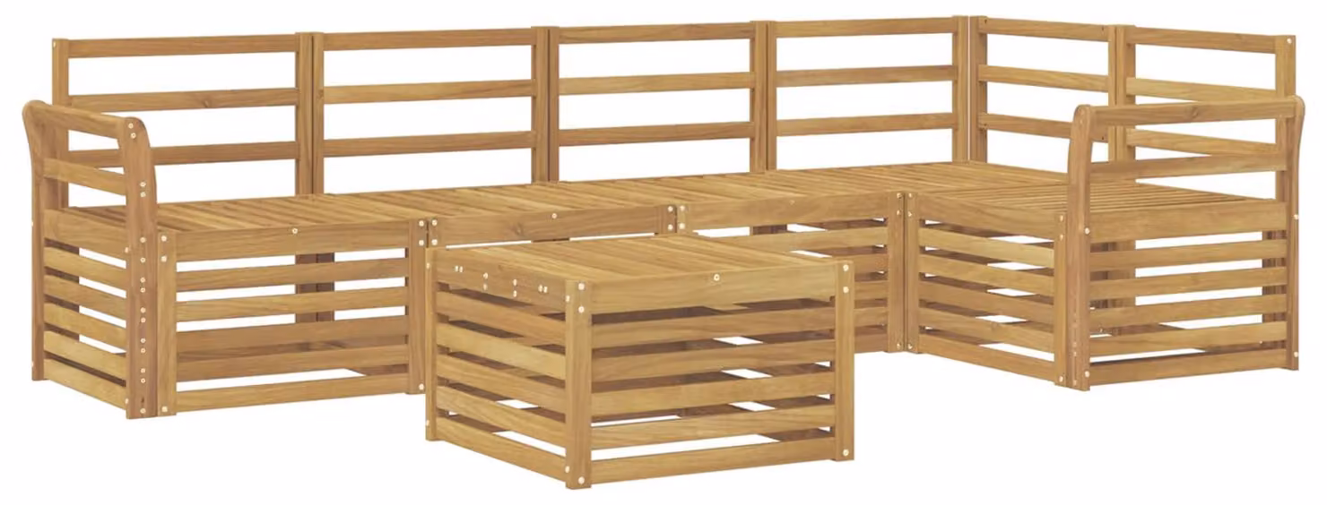Set di divani da esterno, 6 pezzi, colore bianco, dimensioni 59 x 59 x 37 cm