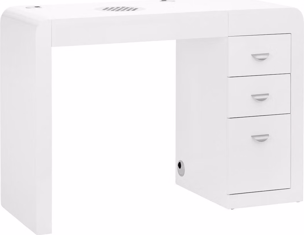 Scrivania cosmetica 312 con vassoio assorbente bianco a sinistra