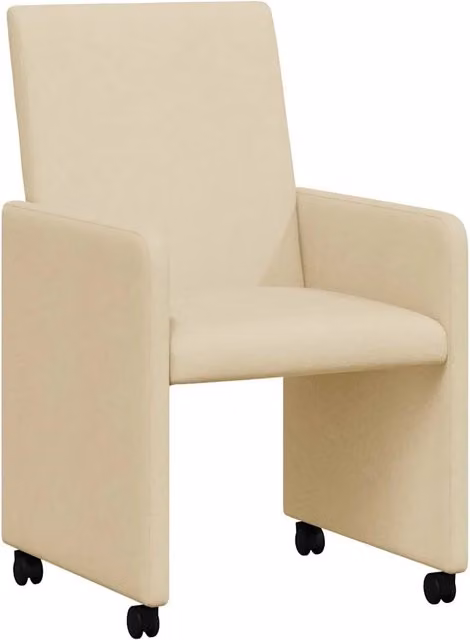 Sedie da Pranzo con Ruote 2 pz | Sedie da cucina Crema 57 x 66 x 94 cm Tessuto