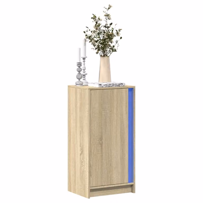 Credenza moderna vidaXL con illuminazione LED in legno Rovere Sonoma, L 42,5 cm x P 34 cm x H 85 cm