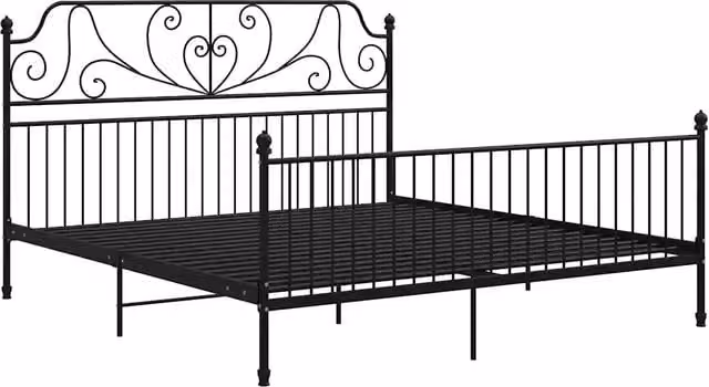 Giroletto-Struttura Letto Nero in Metallo 200x200 cm 166098