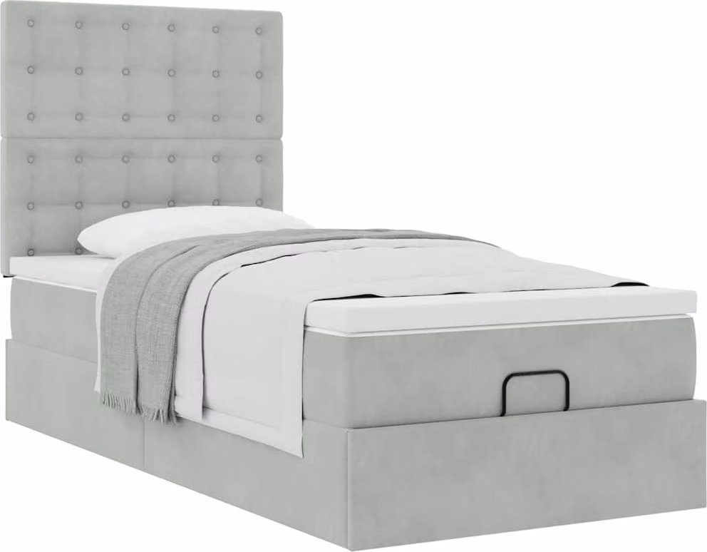 Struttura Letto Pouf con Materassi 90x190 cm in Velluto
