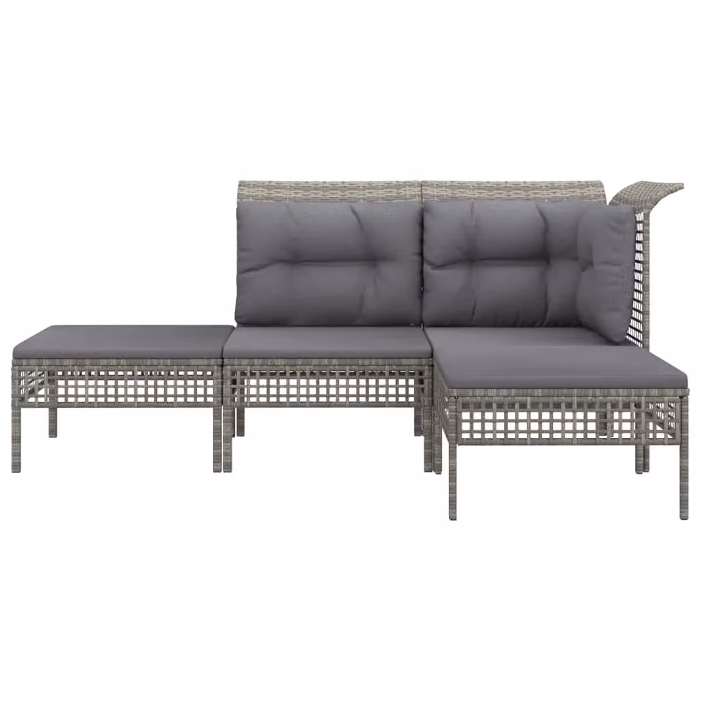 Set di mobili da giardino Outsunny a 4 pezzi in stile moderno con seduta a L, colore grigio, compreso di cuscini imbottiti e struttura in metallo con finitura in rattan – 2