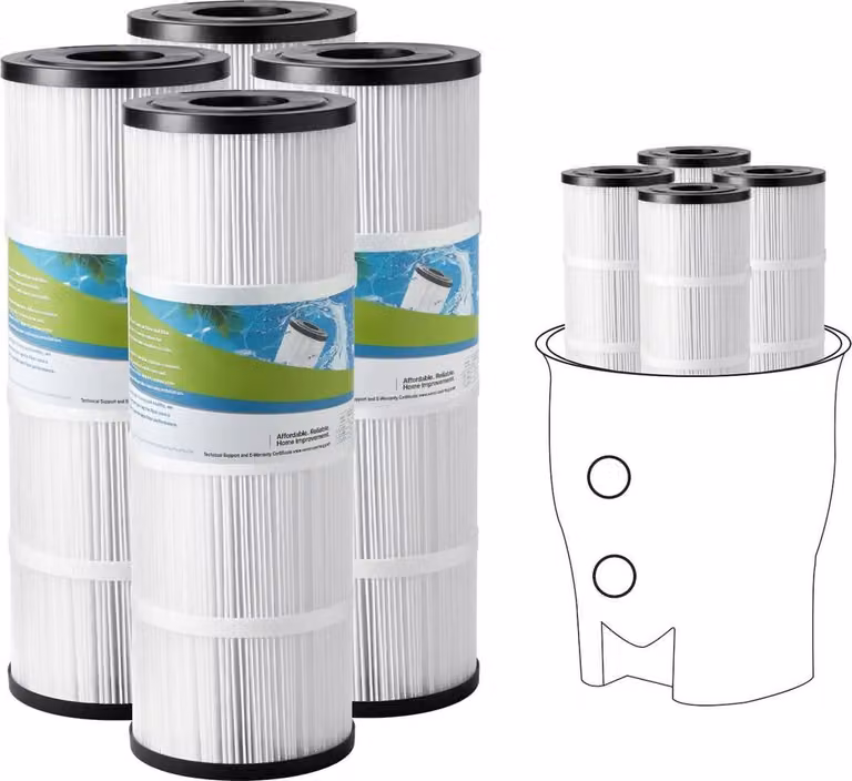 Cartuccia filtrante per piscina, 4x 80 piedi quadrati, cartuccia filtrante di ricambio per vasca idromassaggio, compatibile con Pentair CCP320, Pleatco PCC80-PAK4, sicura per bambini e animali domestici, facile da pulire