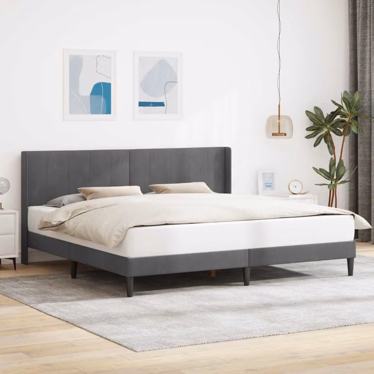 Struttura del letto moderna vidaXL in velluto grigio scuro L: 180 cm, P: 200 cm, H: 102 cm