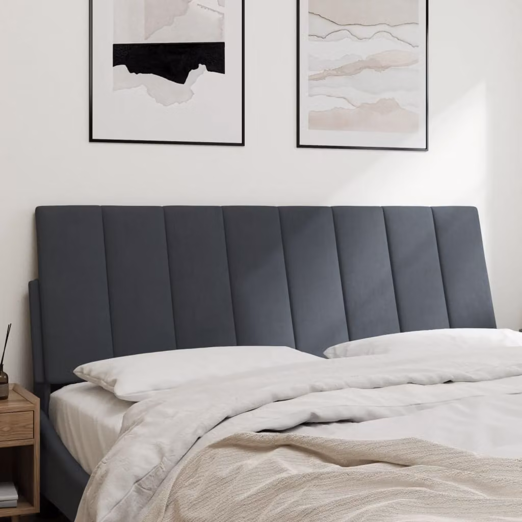 Cuscino Testiera Hanko vidaXL in Velluto Grigio, Larghezza: 137 cm