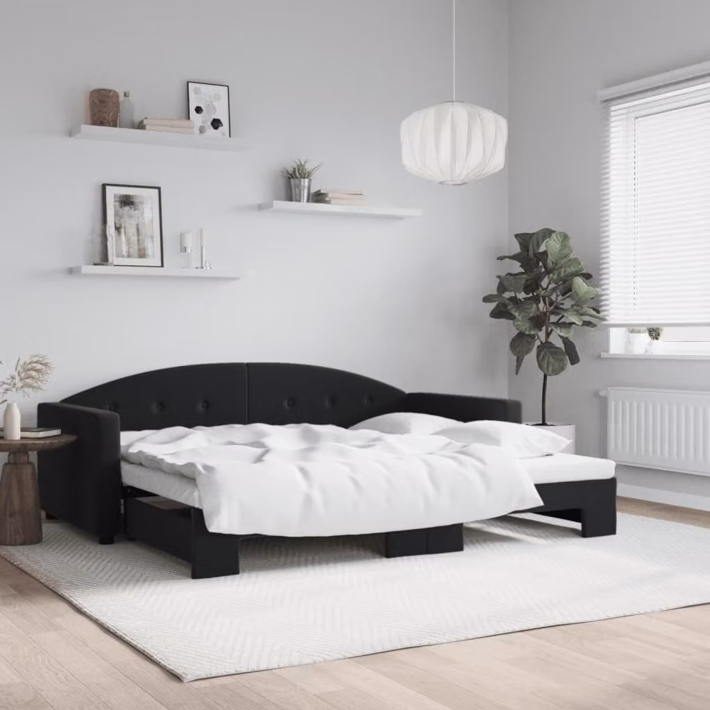 vidaXL Divano Letto con Letto Estraibile in Velluto Nero