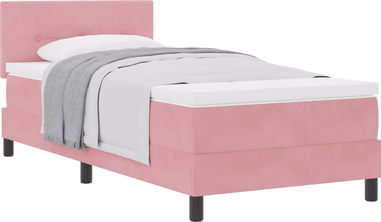 SYFAX™ Letto a molle con materasso Rosa 80 x 200 cm Velluto