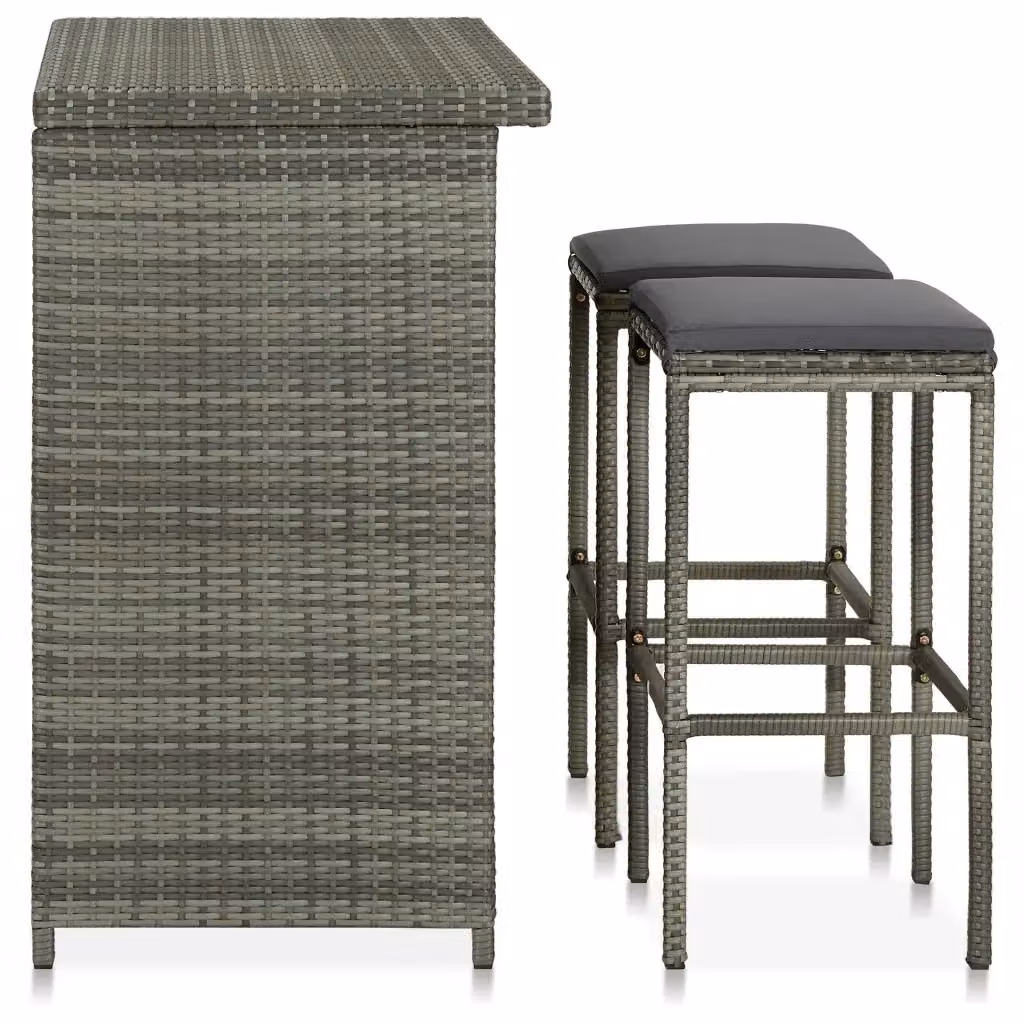 Set da bar 3 pezzi vidaXL in polyrattan grigio antracite per giardino – 2