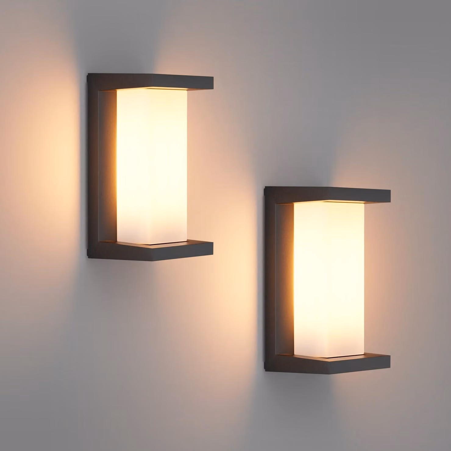 Set di 2 lampade da esterno con attacco E27, grado di protezione IP65, 60W, alluminio nero