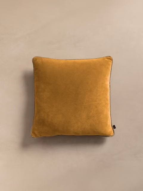 Cuscino Delhi Kenay Home colorato giallo in cotone e velluto, L 45 x P 45 x H 45 cm – 1