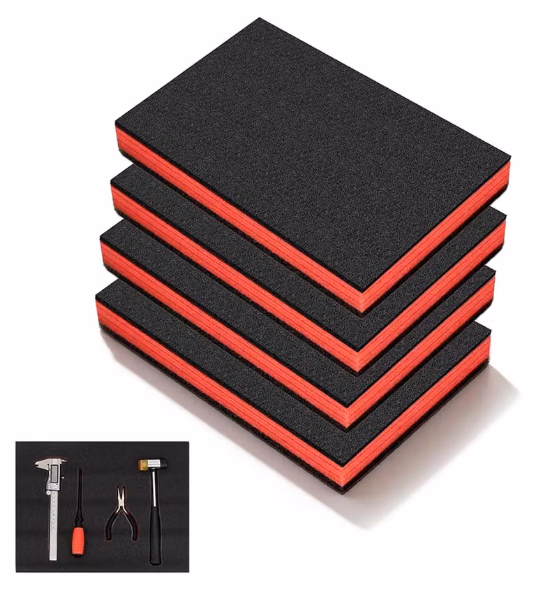 Custodia per attrezzi in schiuma, divisa in 4 scomparti, dimensioni 40 x 33 x 5 cm, ideale per la conservazione degli utensili