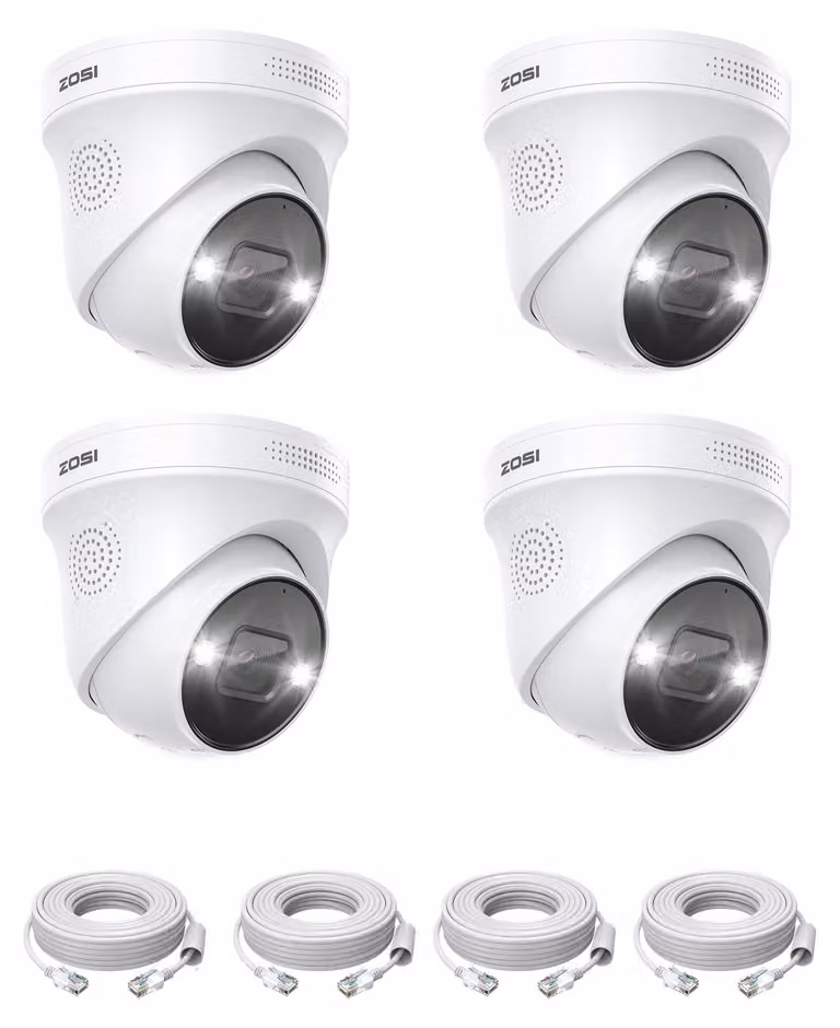 Telecamera di sicurezza esterna PoE - Risoluzione 5 Megapixel - Visione notturna a colori - Colore: bianco