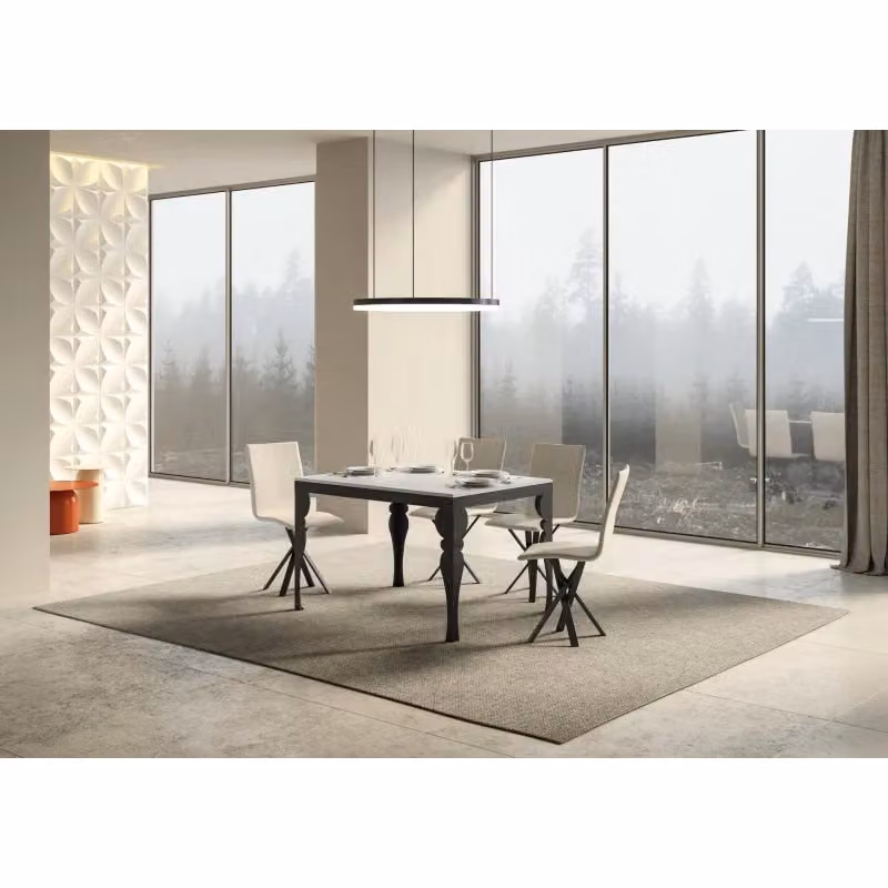 Tavolo allungabile moderno Itamoby con piano in bianco frassino e telaio in metallo antracite L: 120 cm, P: 90 cm – 2