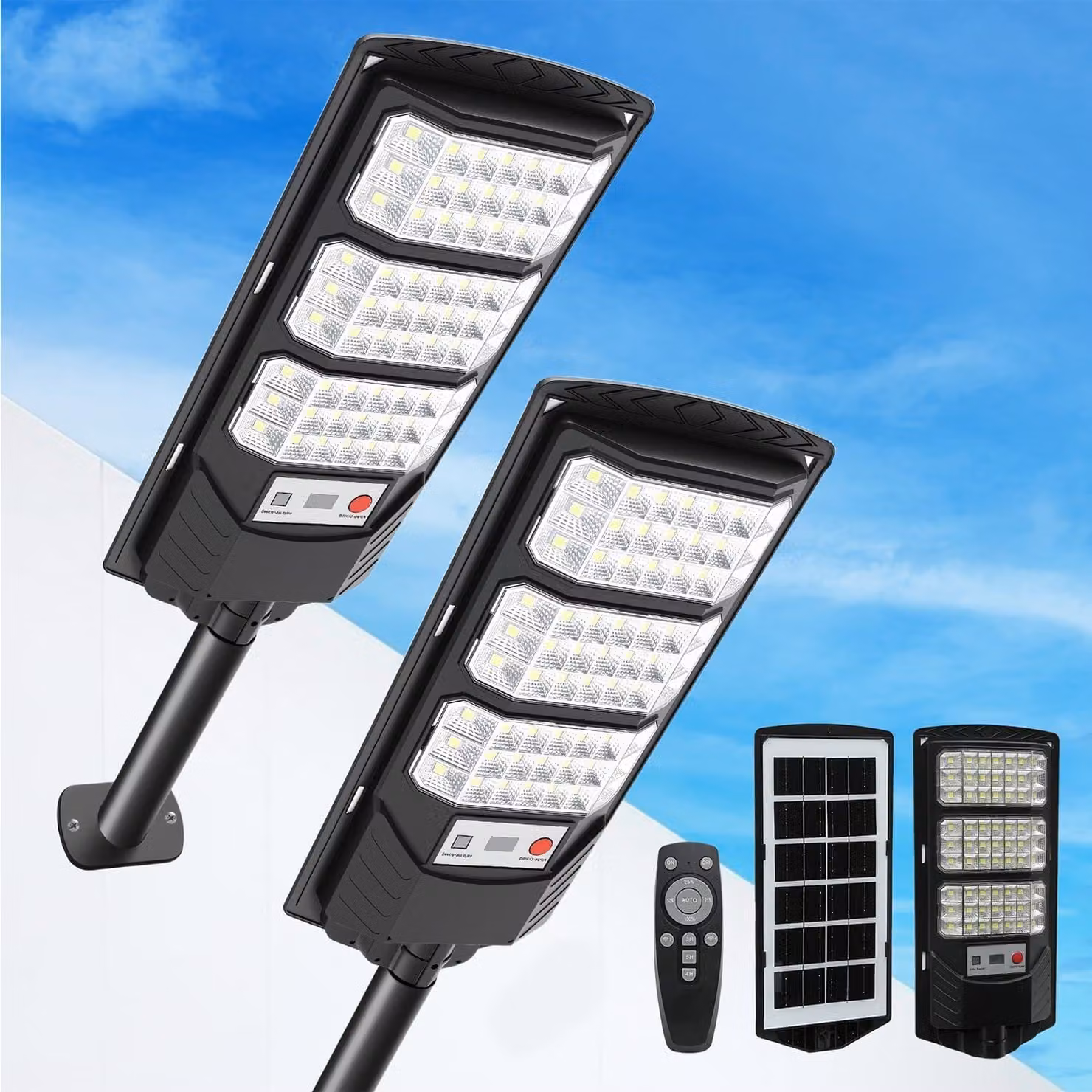 Lampioni solari, confezione da 2, 500W LED, sensore di movimento, grado di protezione IP66
