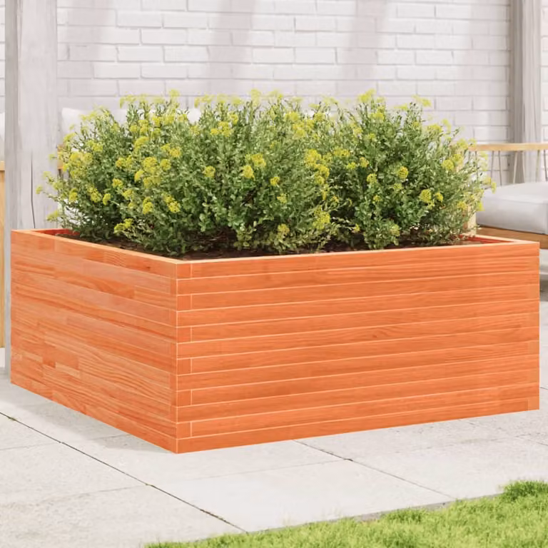 Fioriera da giardino vidaXL in legno di pino marrone e arancione L: 110 cm, P: 110 cm, H: 46 cm