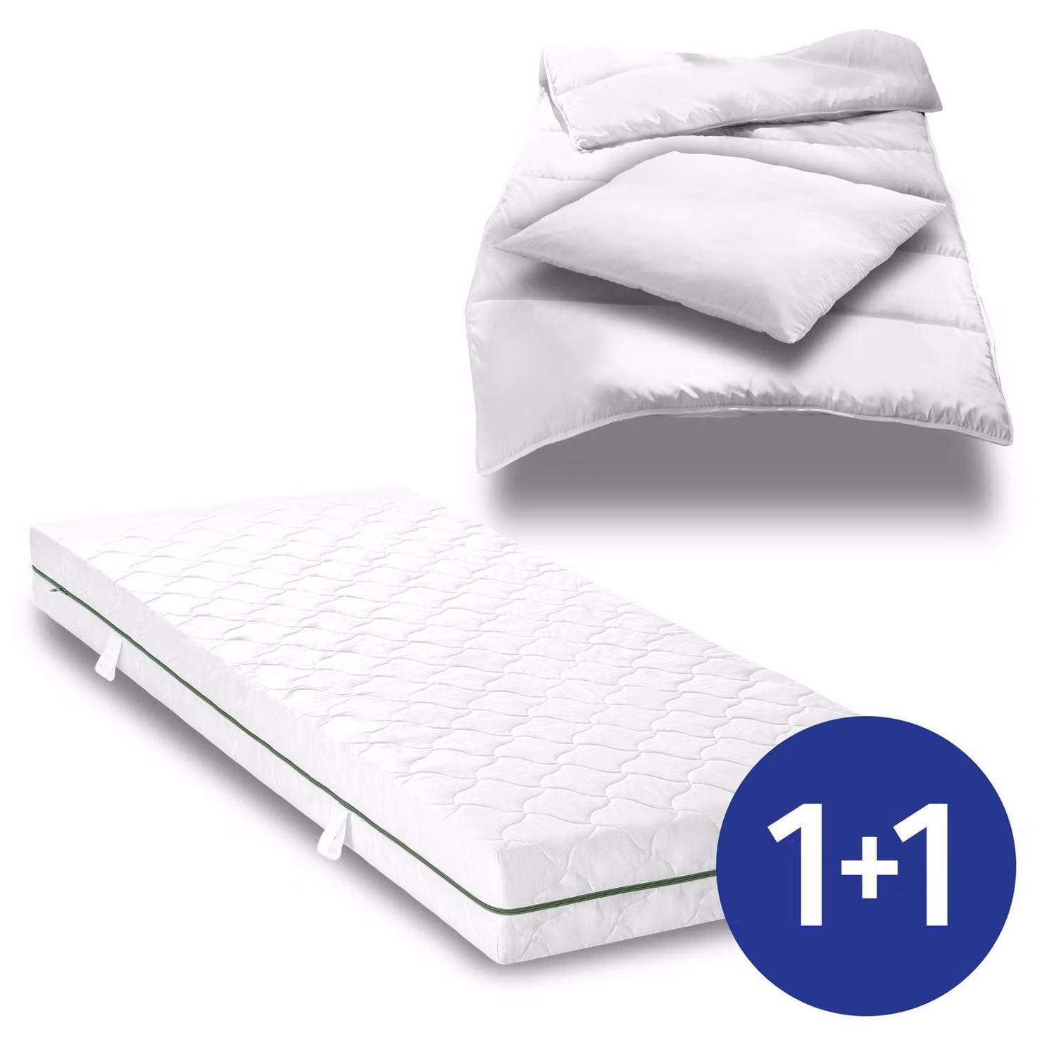 Materasso a molle insacchettate a 7 zone Sleezzz Smart 90 x 200 cm, altezza 21 cm, grado di rigidità H2/H3 + set da letto in microfibra CloudComfort Basic 135 x 200 cm + 80 x 80 cm