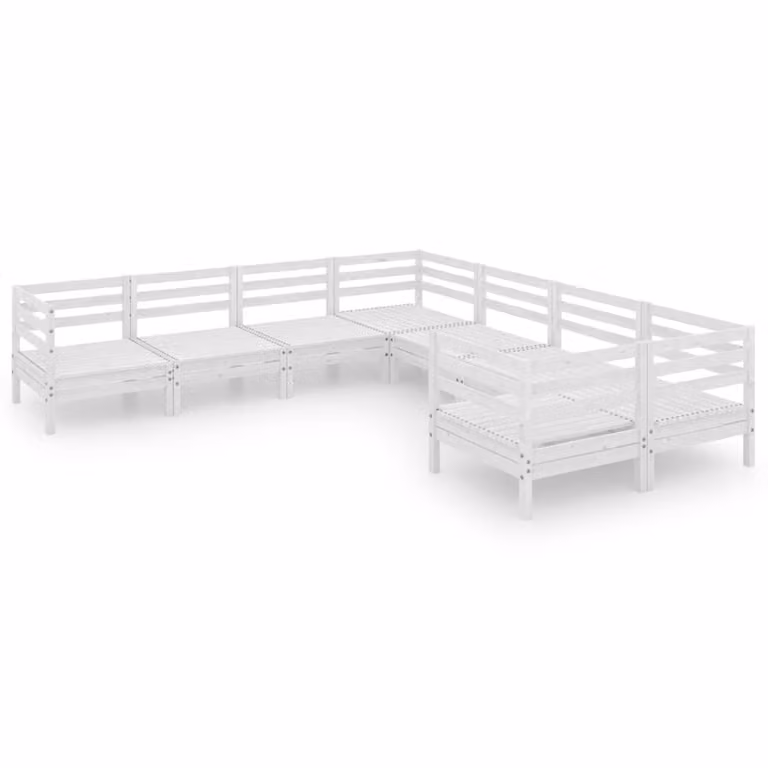 Set Salotto da Giardino 8 pz in Legno Massello di Pino Bianco