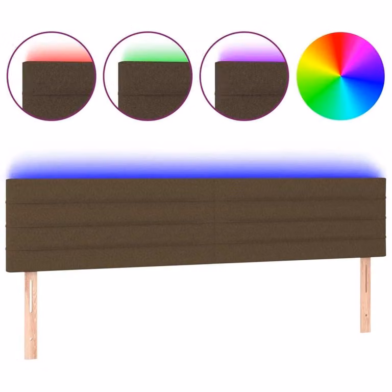 Testiera a LED Marrone Scuro 180x5x78/88 cm in Tessuto