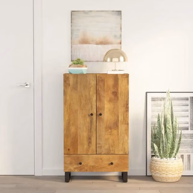 Credenza con Cassetto in Legno di Mango e Metallo Stile Industrial vidaXL, Marrone, L 60 cm x P 33 cm x H 100 cm – 1