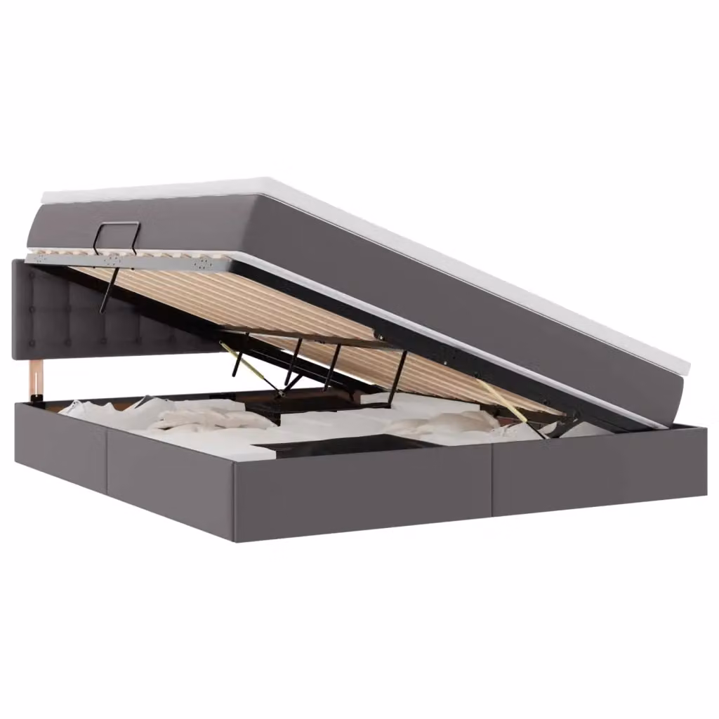 Letto con contenitore vidaXL in pelle sintetica grigia con illuminazione LED e porta USB L/P/H: 180 x 200 x 204 cm – 2